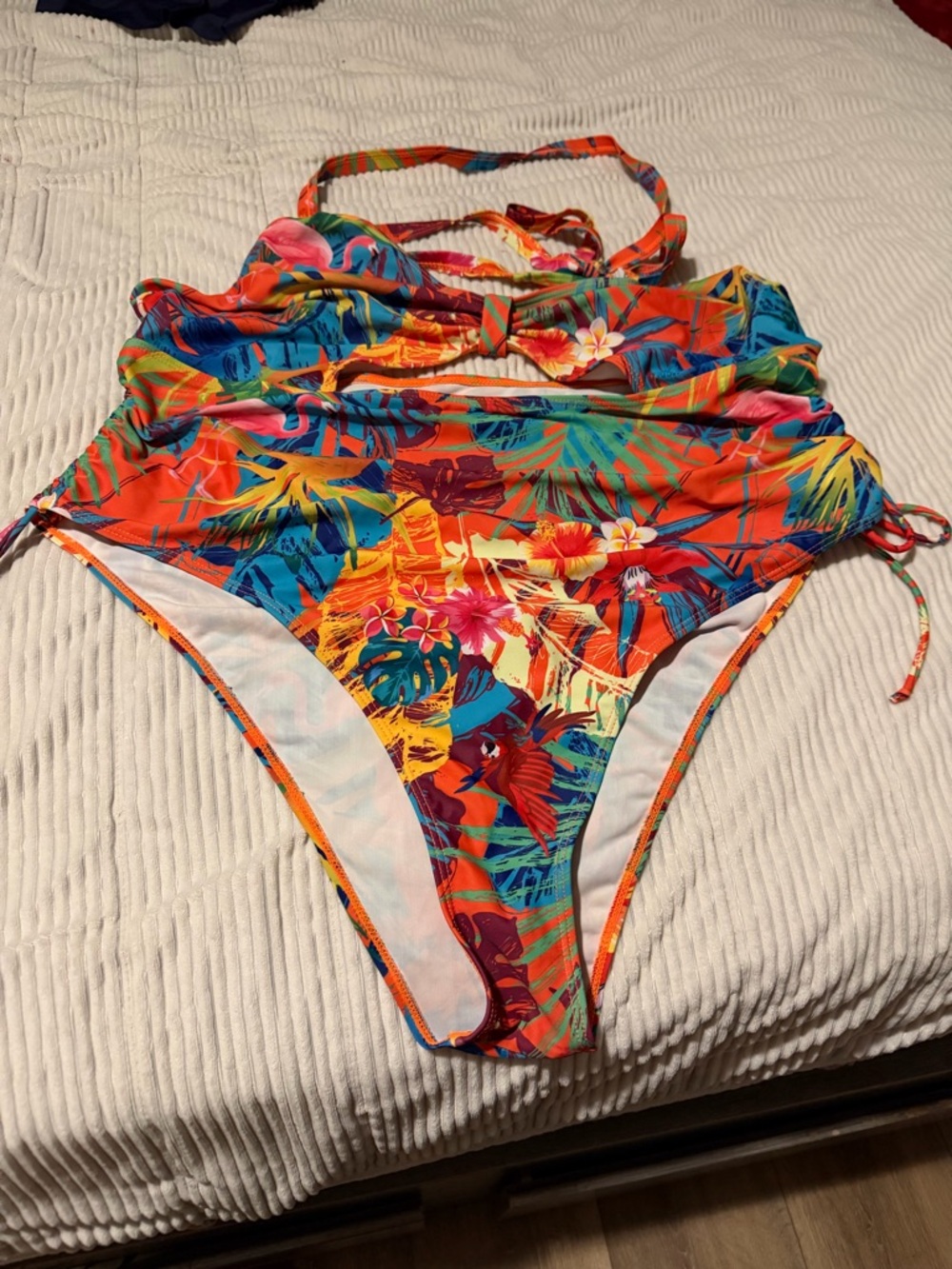Vibrant Tropical Print One-Piece Swimsuit - Multicolor